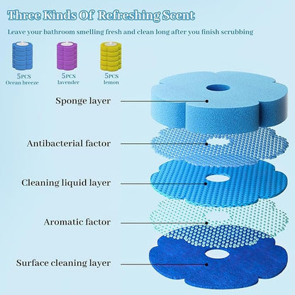🚽 Disposable Toilet Brush Kit with Holder – Hygienic Deep Cleaning Wand + 5/15/25/35 Refill Heads