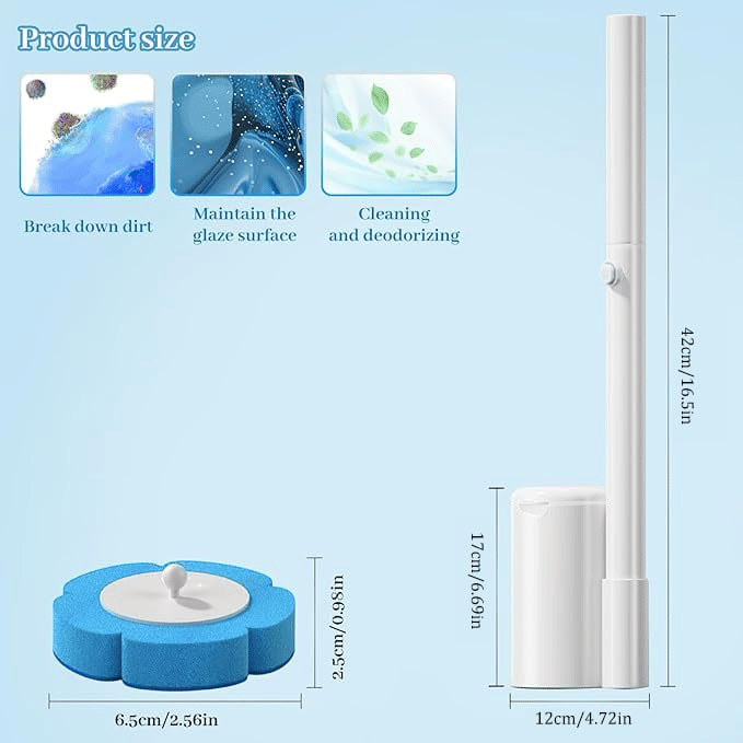 🚽 Disposable Toilet Brush Kit with Holder – Hygienic Deep Cleaning Wand + 5/15/25/35 Refill Heads