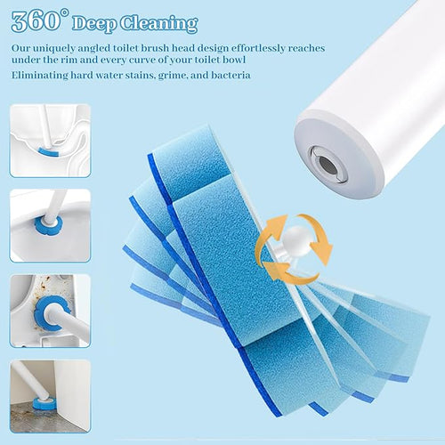 🚽 Disposable Toilet Brush Kit with Holder – Hygienic Deep Cleaning Wand + 5/15/25/35 Refill Heads