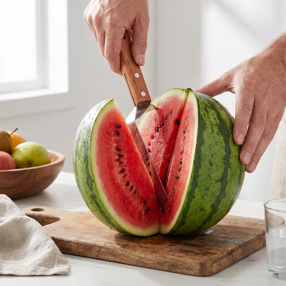 Stainless Steel Watermelon Slicer with Wooden Handle – Clean & Quick Portioning